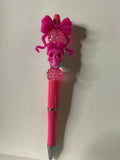 Pink skull bow pen